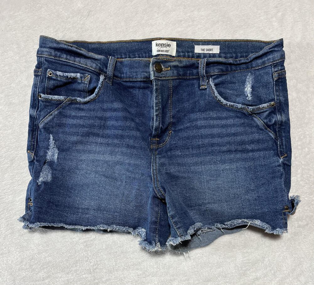 Kensie Shorts Womens 12 Distressed Frayed Hem Denim Casual Summer Jean Shorts